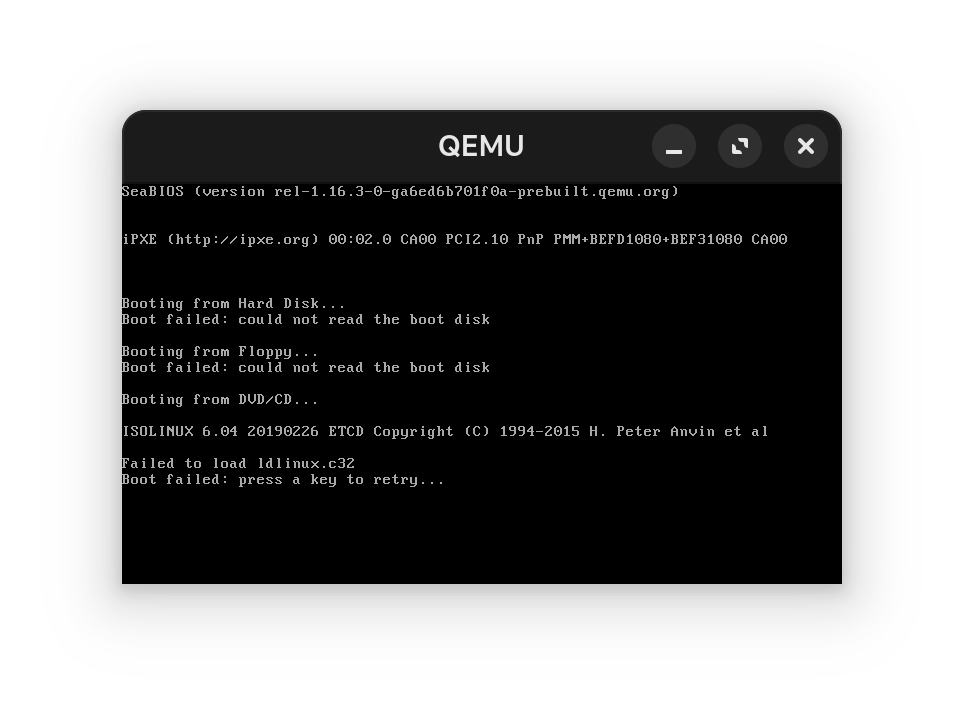 Invalid VM configuration