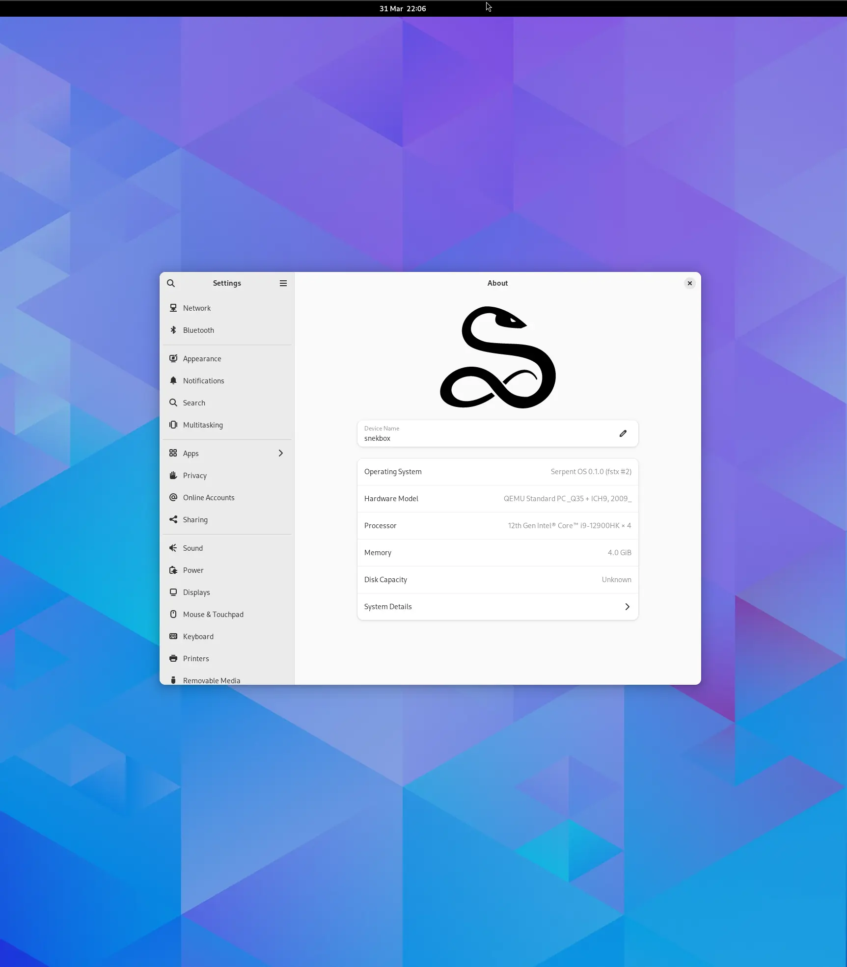 GNOME on Serpent OS